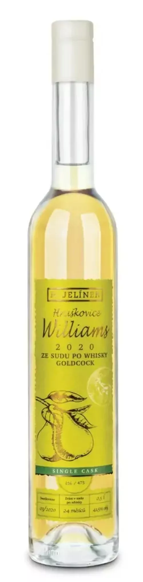 Rudolf Jelínek Hruškovice Williams 2020 ze sudu po whisky GOLDCOCK 41,5% 0,5l L.E.