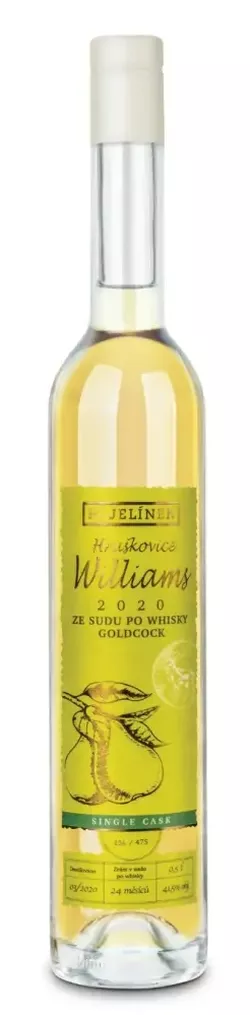 Rudolf Jelínek Hruškovice Williams 2020 ze sudu po whisky GOLDCOCK 41,5% 0,5l L.E.